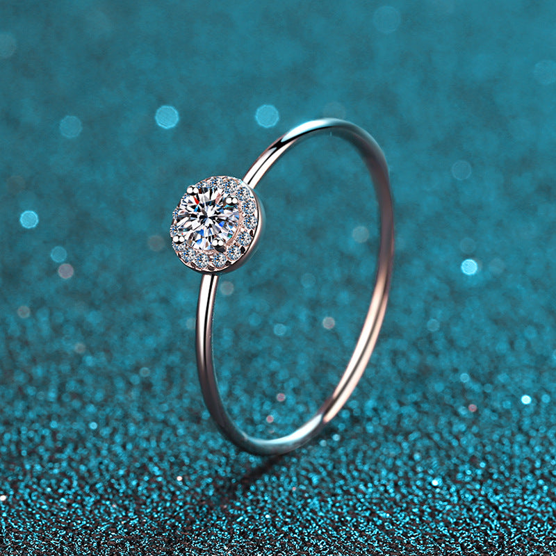 Moissanite Ring Plated With White Gold