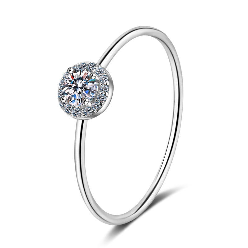 Moissanite Ring Plated With White Gold