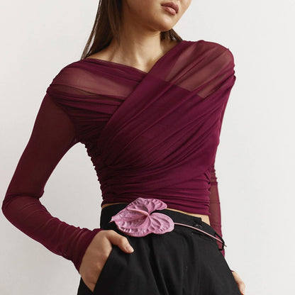 Women's  Blouse With Pleated Sleeve