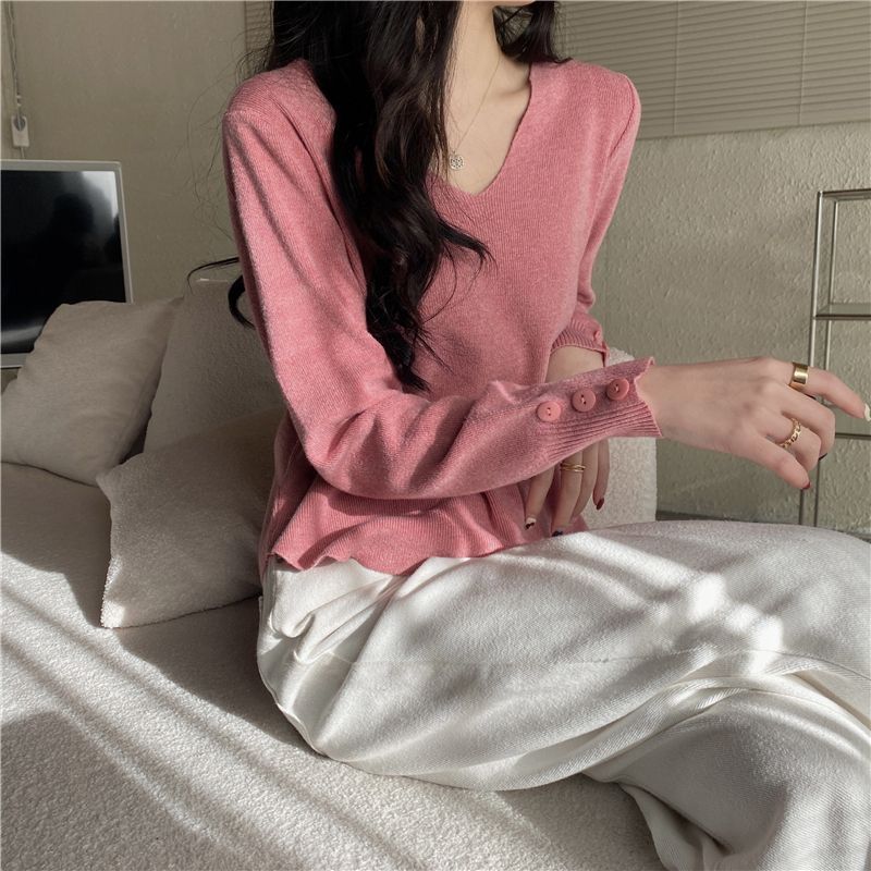 V-neck Bottoming Sweater For Women