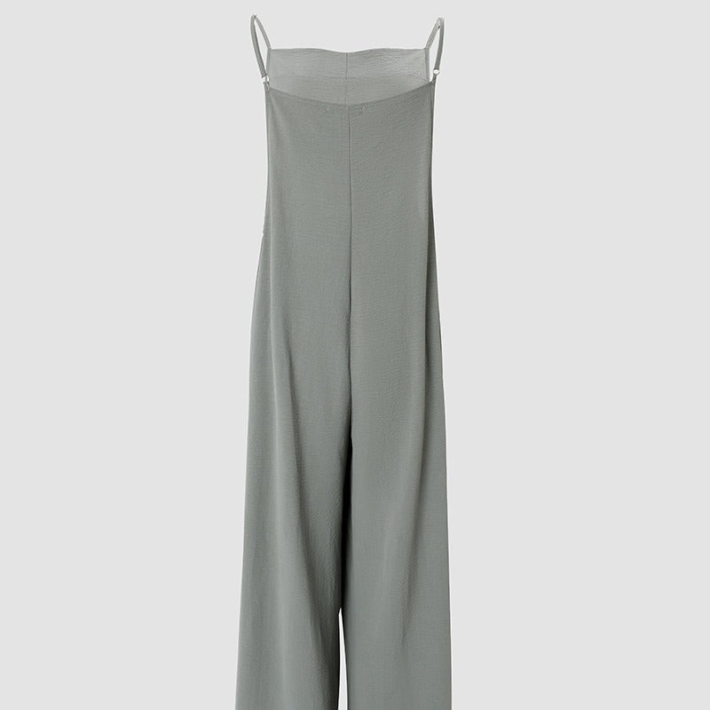 Women's Jumpsuit With Pockets And Adjustable Shoulder Strap