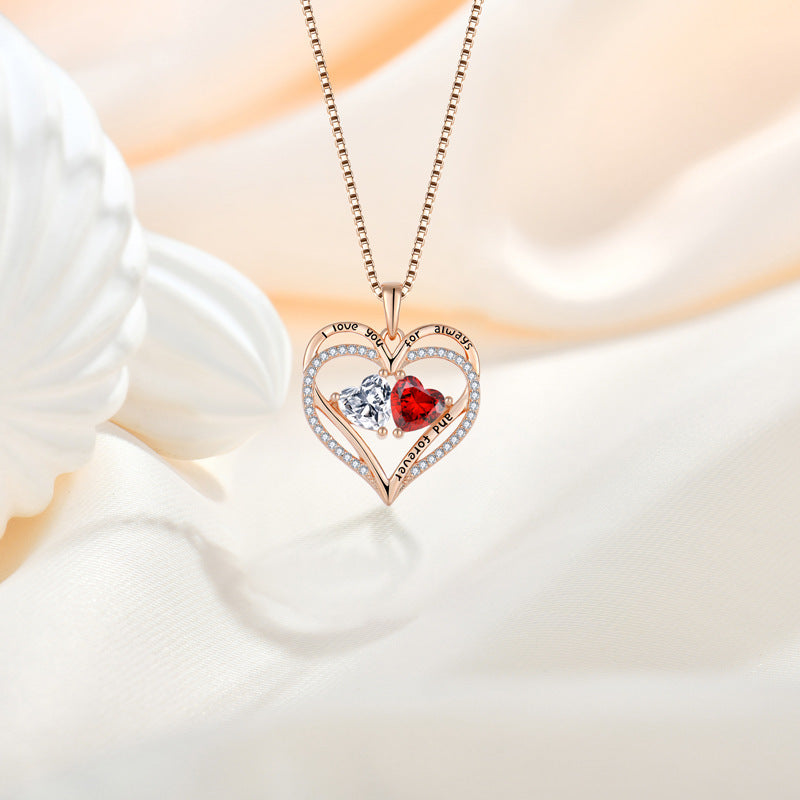 S925 Silver Double Heart Necklace