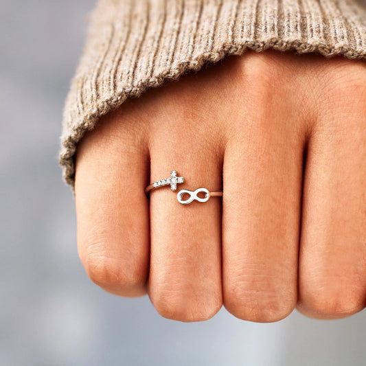 Infinite Cross Zircon Ring