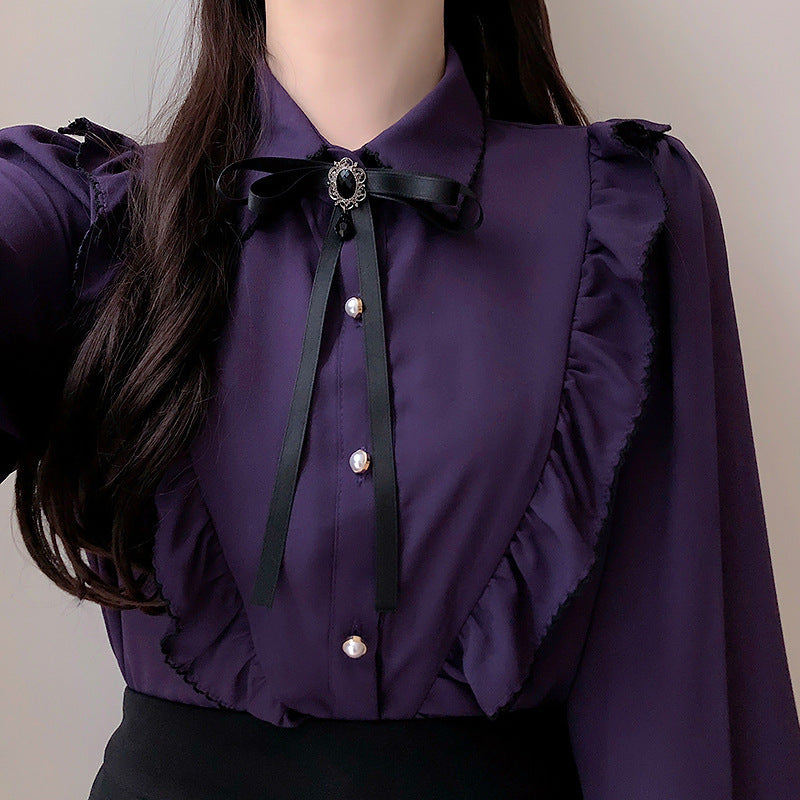 Shirt With Ruffles And Bow