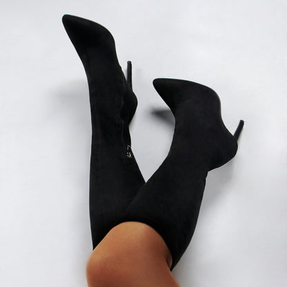 Women's Suede Boots With Stiletto Heel