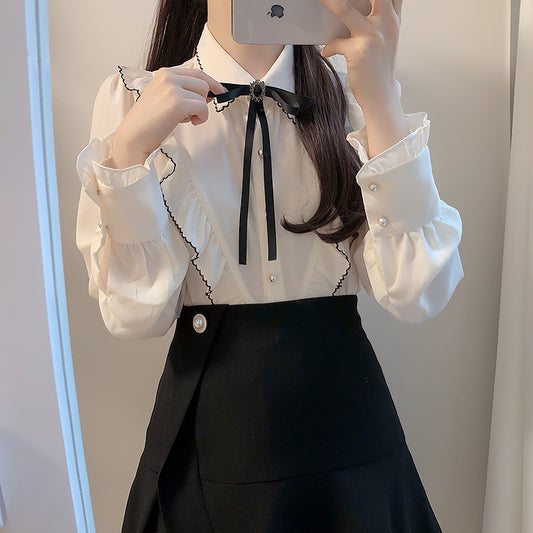 Shirt With Ruffles And Bow