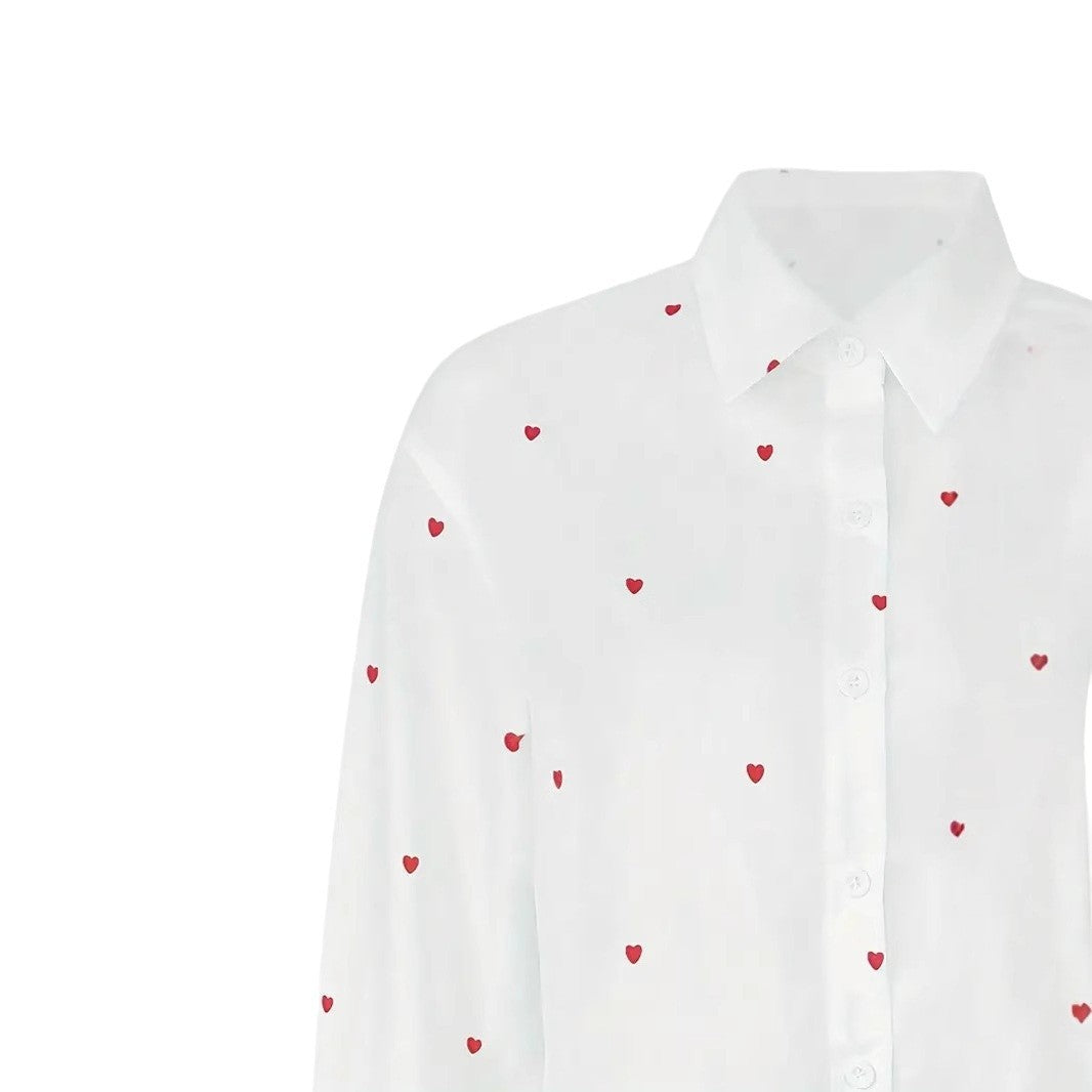 Long-Sleeve Shirt With Heart Print