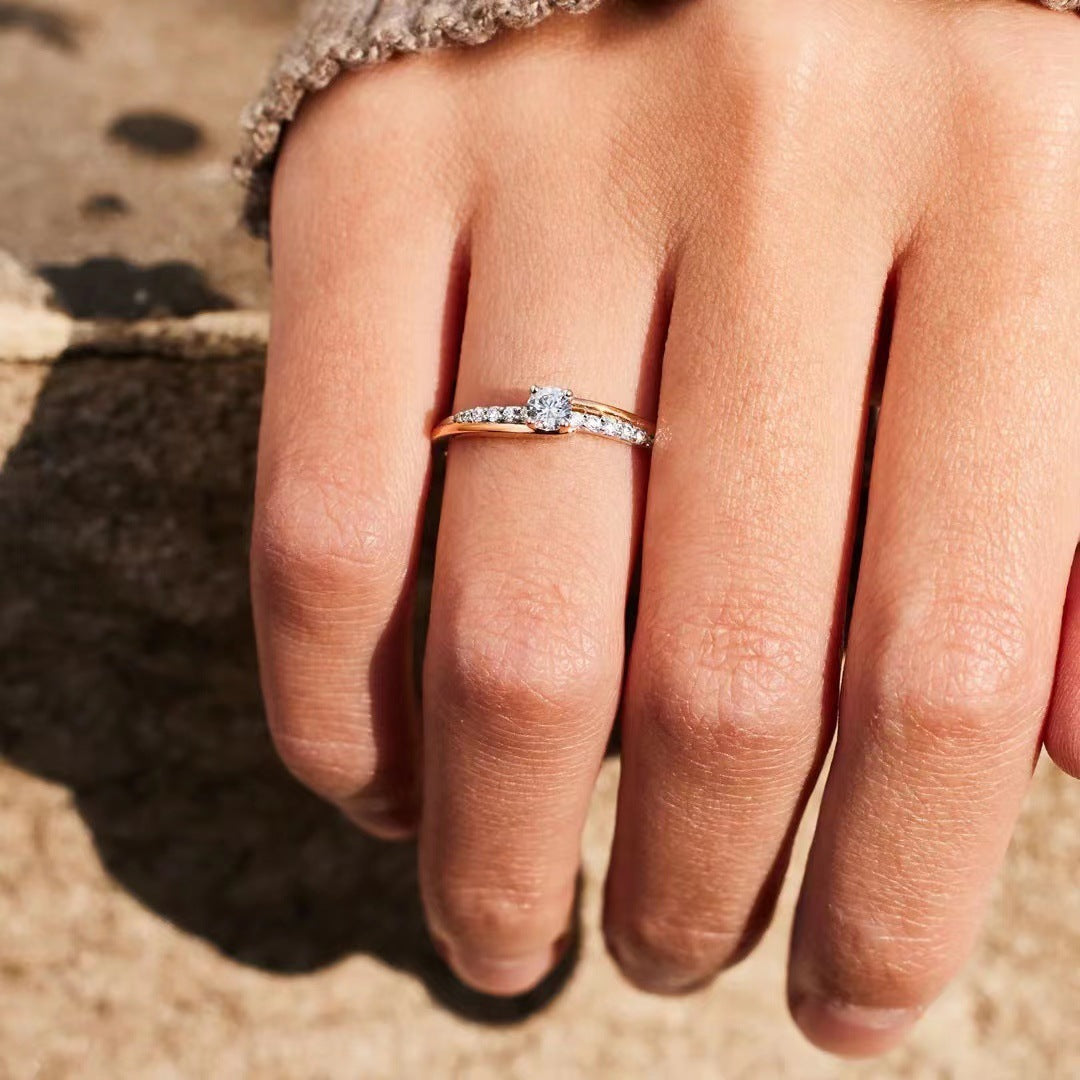 Pure Silver Adjustable Ring With Diamonds