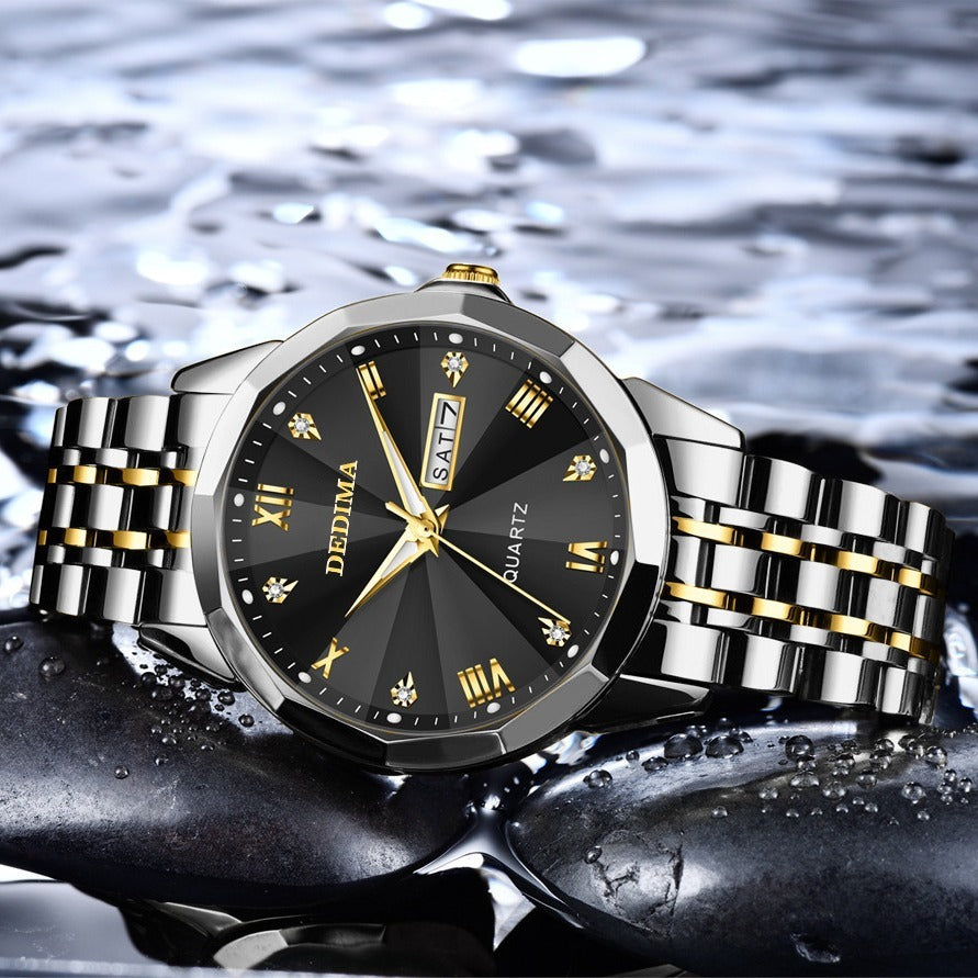 Dedima Men's Luxury Waterproof Watch With Fine Diamonds