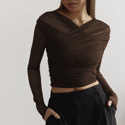 Women's  Blouse With Pleated Sleeve