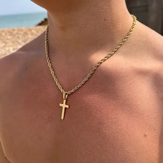 Stainless Steel Cross Pendant Chain For Men's