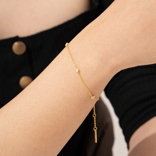 S925 Silver Adjustable Women's Bracelet Plated With Pure Gold