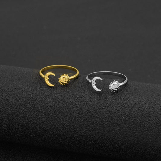 Sun & Moon Open Ring For Men's And Women's Adjustable