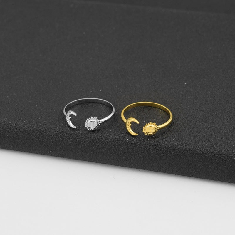 Sun & Moon Open Ring For Men's And Women's Adjustable