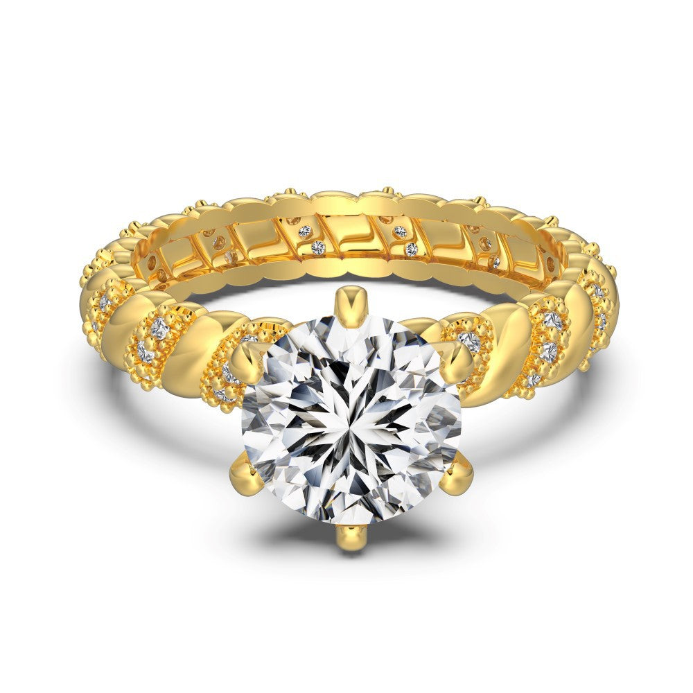 Plated 18K Gold and Platinum Diamond Ring