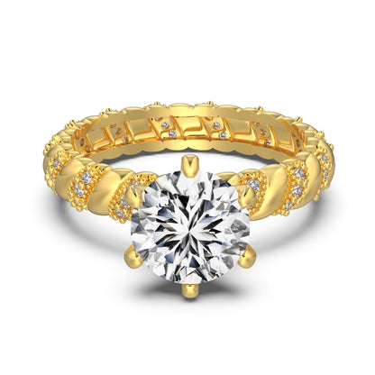 Plated 18K Gold and Platinum Diamond Ring