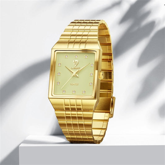 Liebig Luxury Gold Men's and Women's Watch With Classic Diamonds