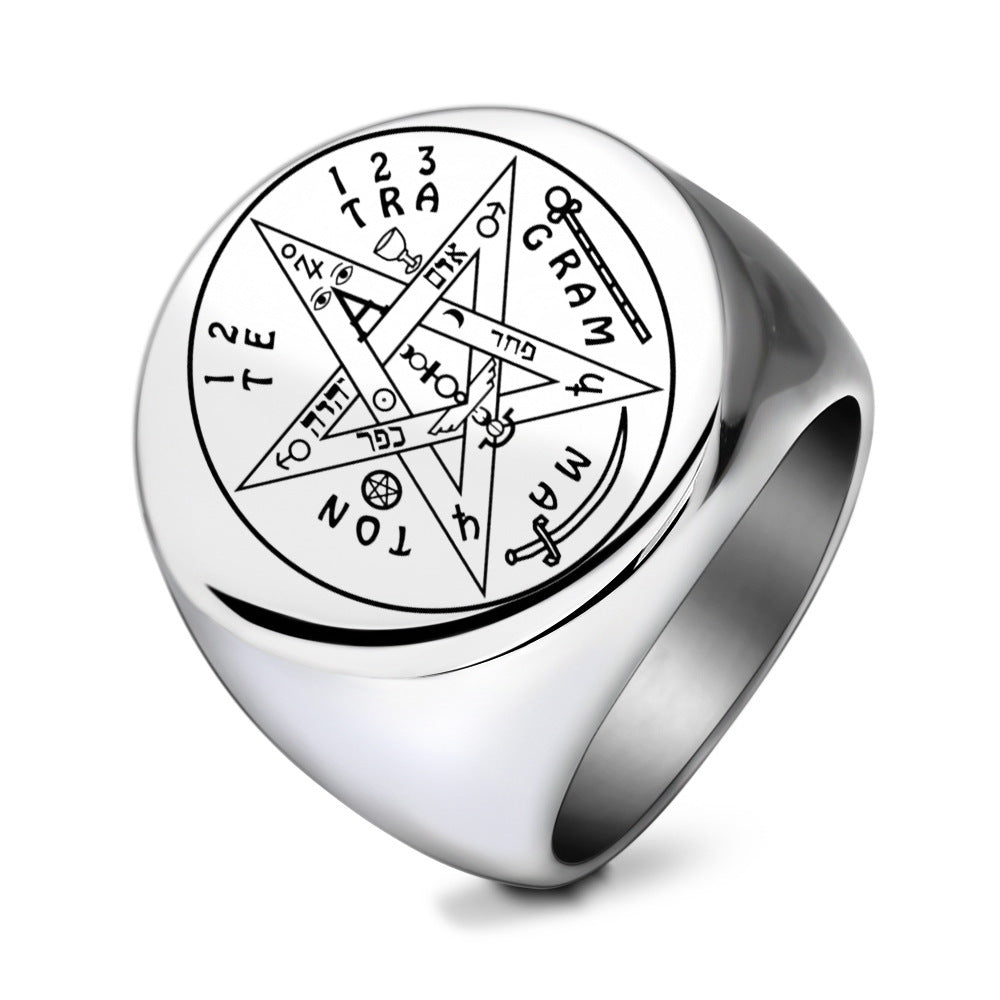 Geometric Five-Pointed Stars Stainless Steel Ring