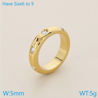 Stainless Steel Ring Plated With 18K Gold And Diamonds