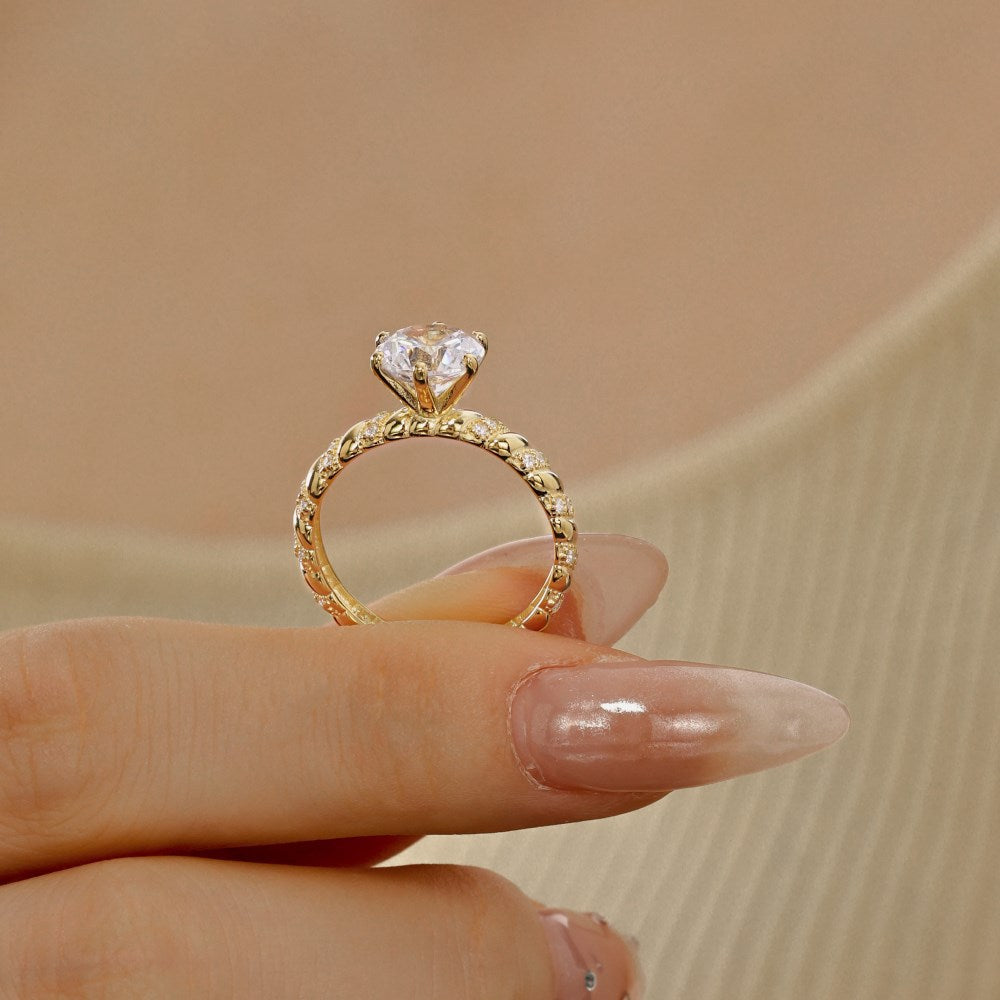 Plated 18K Gold and Platinum Diamond Ring