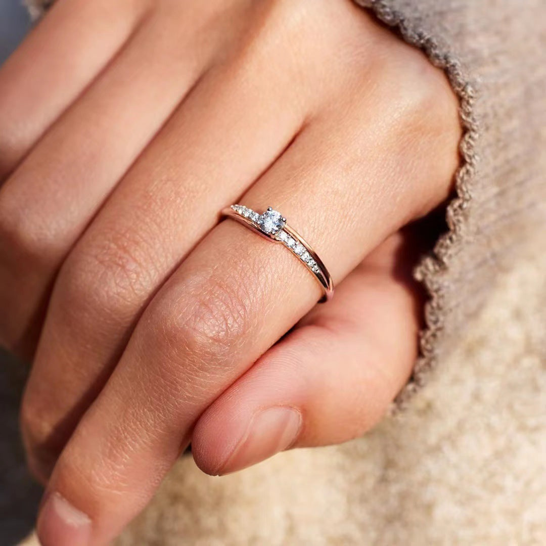 Pure Silver Adjustable Ring With Diamonds