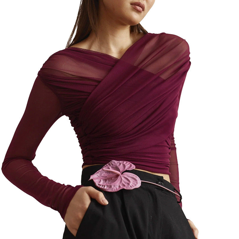 Women's  Blouse With Pleated Sleeve