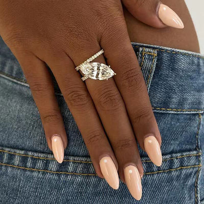 S925 Silver Diamond Leaf Ring