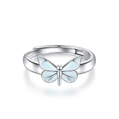 S925 Silver Luminous Butterfly Ring