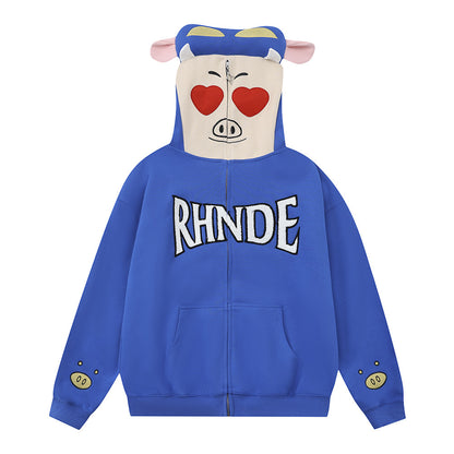 Full Zipped Love Piggy Hoodie