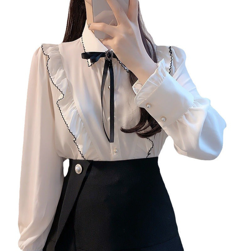 Shirt With Ruffles And Bow