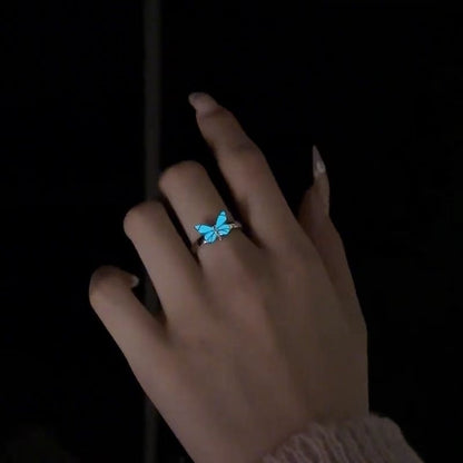 S925 Silver Luminous Butterfly Ring