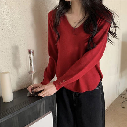 V-neck Bottoming Sweater For Women