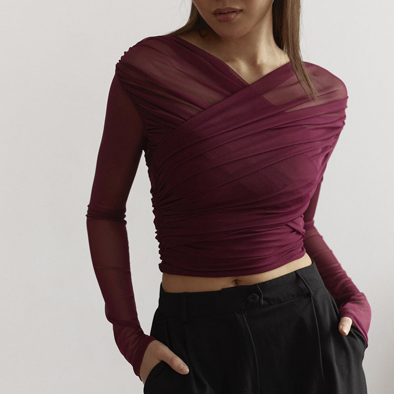 Women's  Blouse With Pleated Sleeve