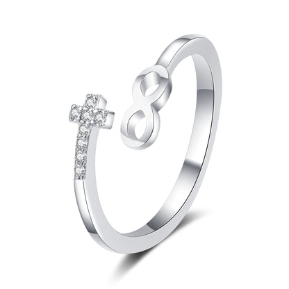 Infinite Cross Zircon Ring