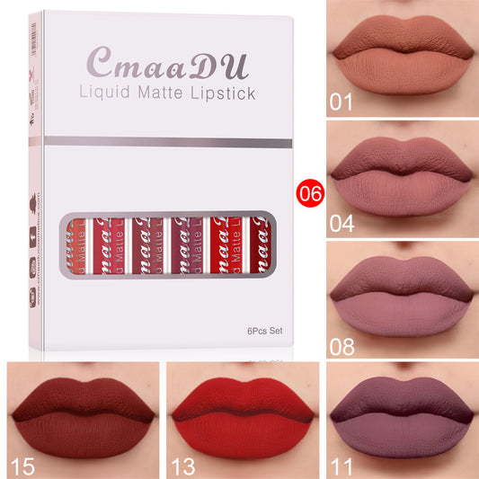 6 Matte Waterproof Lipsticks Set