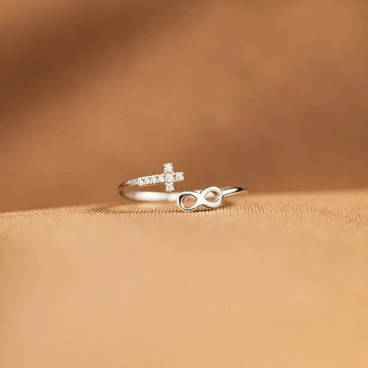 Infinite Cross Zircon Ring