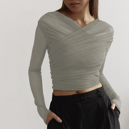 Women's  Blouse With Pleated Sleeve