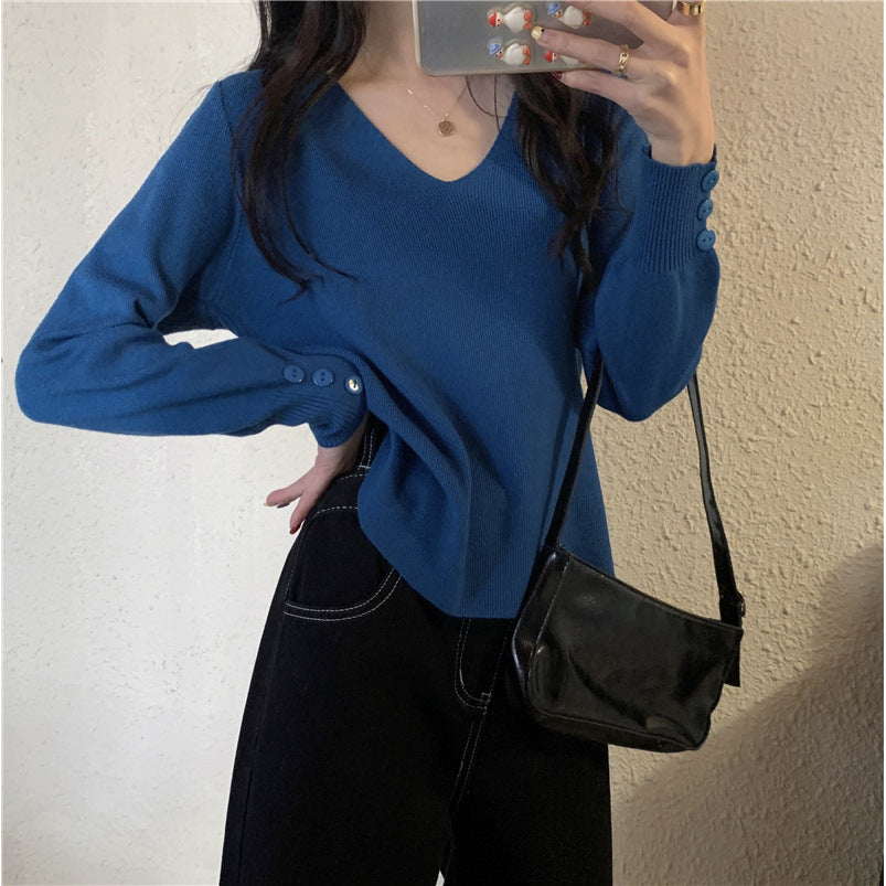 V-neck Bottoming Sweater For Women