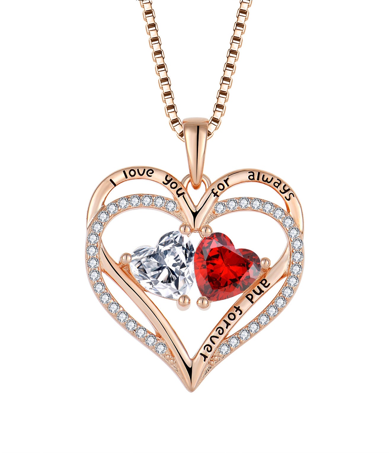 S925 Silver Double Heart Necklace