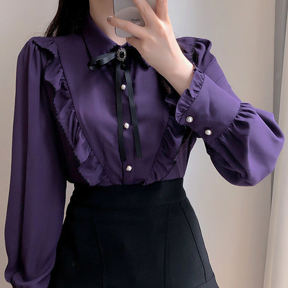 Shirt With Ruffles And Bow